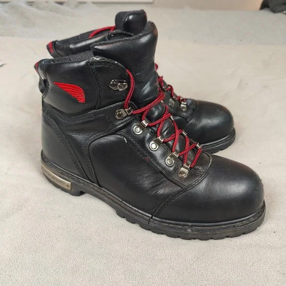 Red‎ Wing 971 Waterproof Motorcycle Boots Mens 9.5 Black Leather Steel Toe Work